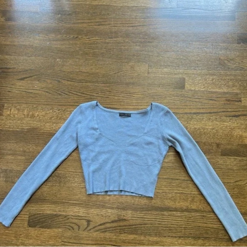 Blue Ribbed Crop Top - Picture 2 of 2